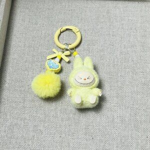 New Cute Yellow Labubu Bunny Keychain dangeler clip